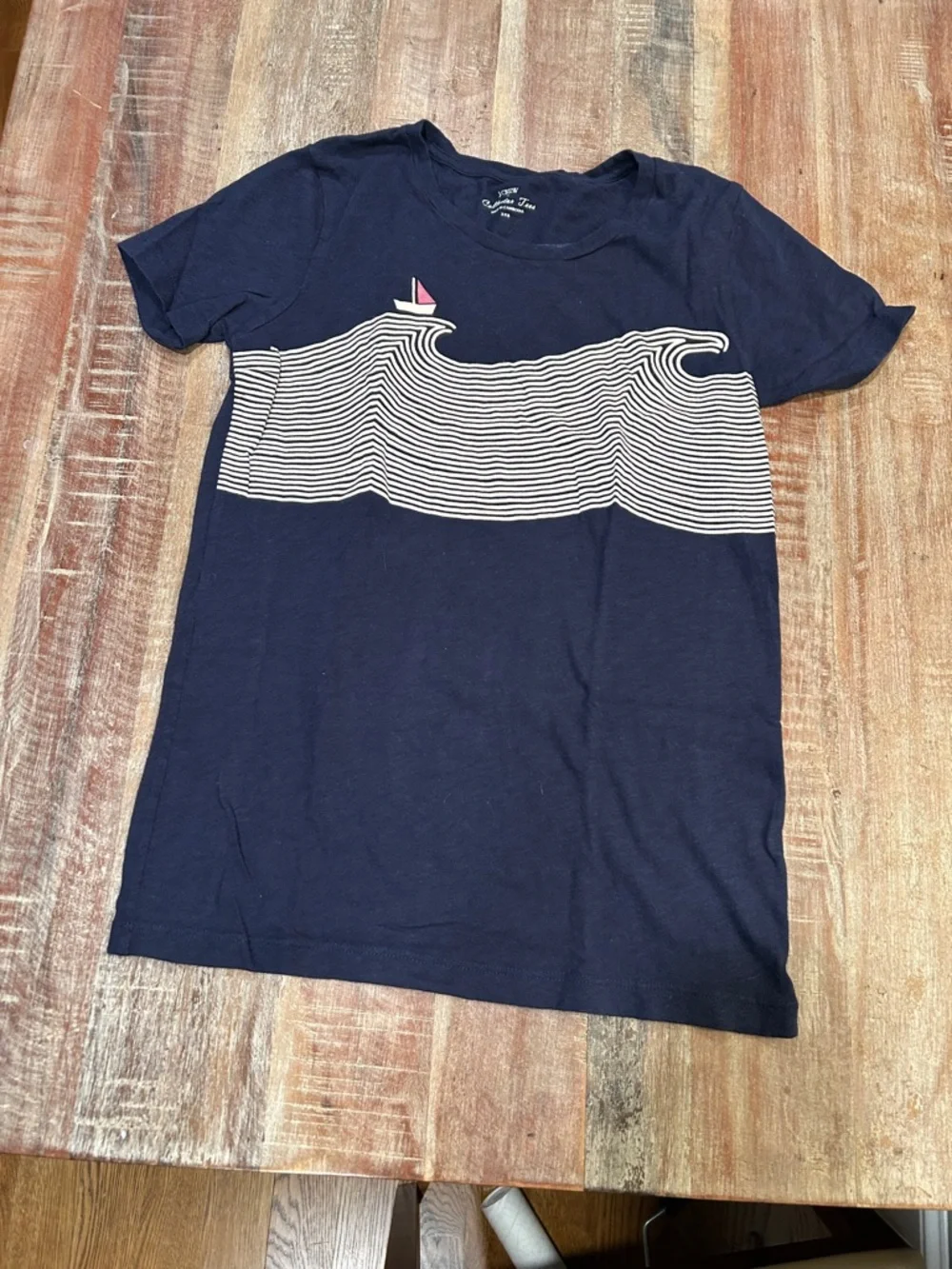 J. Crew Vintage Indigo Wave Cotton Collector Tee - Picture 1 of 5